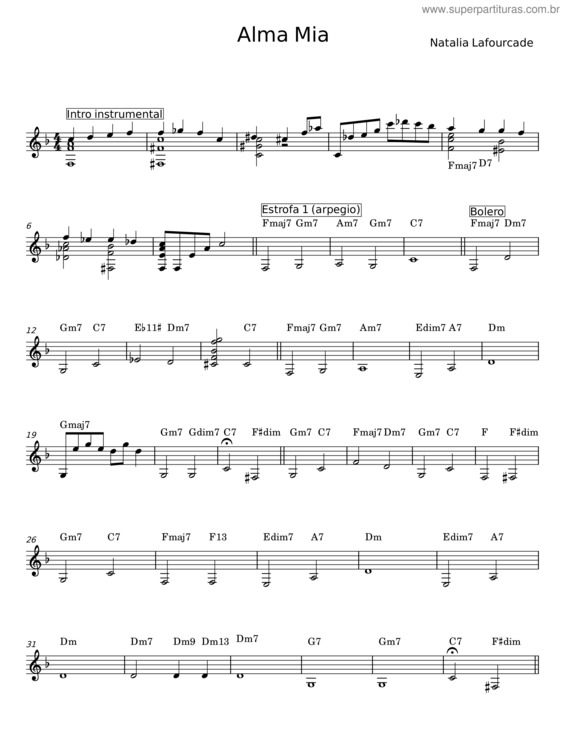 Partitura da música Alma Mía – Natalia Lafourcade v.2