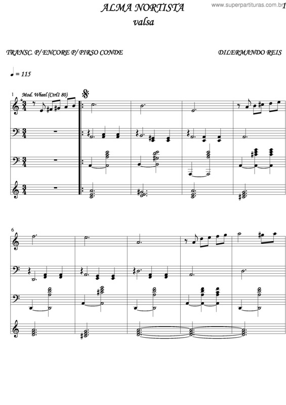 Partitura da música Alma Nortista v.2