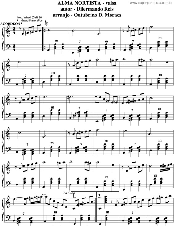 Partitura da música Alma Nortista v.3