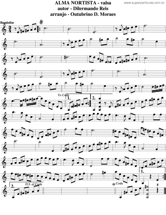 Partitura da música Alma Nortista v.4