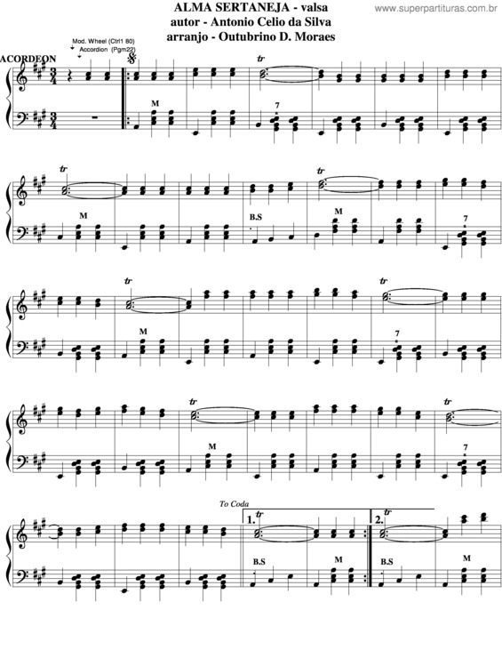Partitura da música Alma Sertaneja v.2