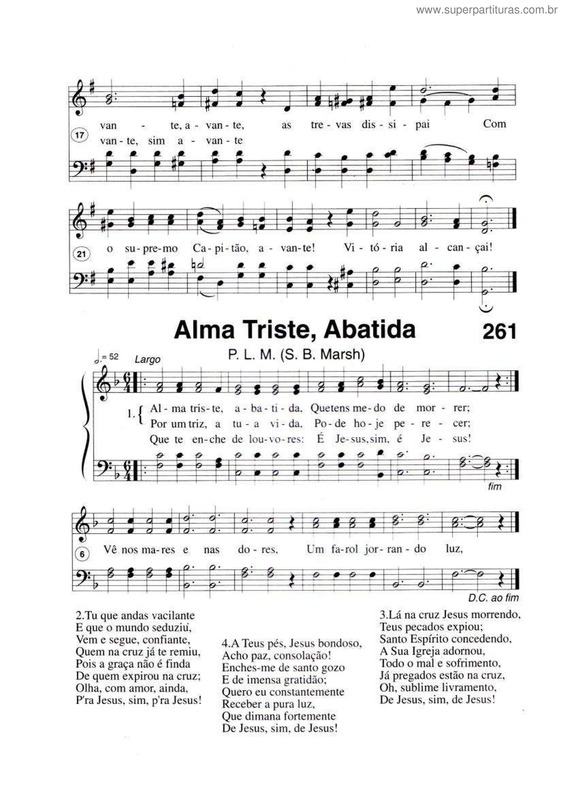 Partitura da música Alma Triste, Abatida