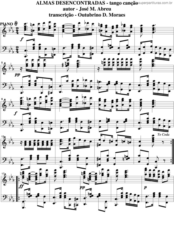 Partitura da música Almas Desencontradas