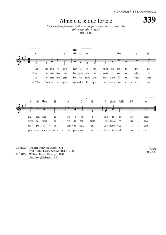 Partitura da música Almejo A Fé Que Forte é