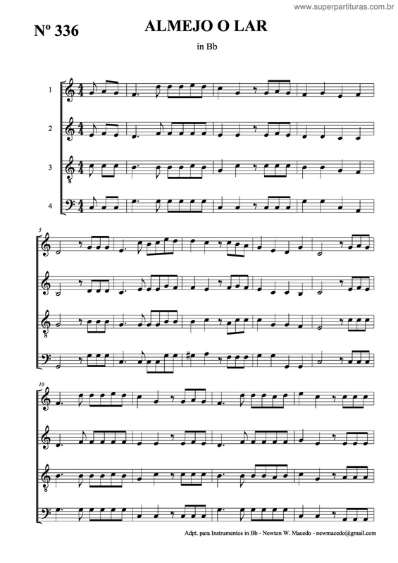 Partitura da música Almejo O Lar v.2