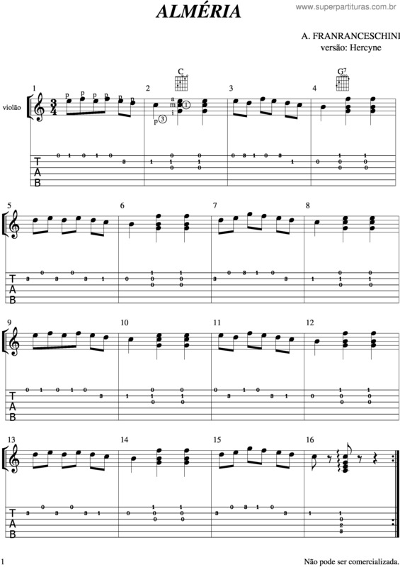 Partitura da música Alméria