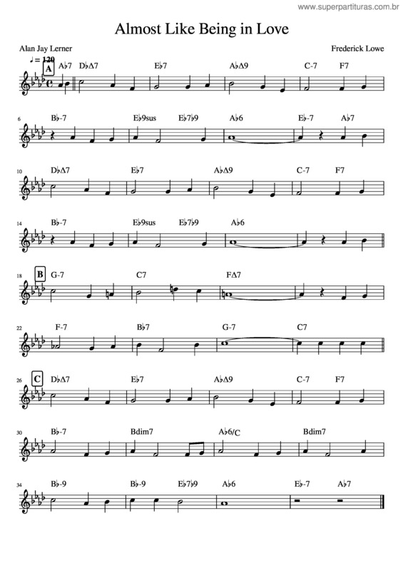 Partitura da música Almost Like Being In Love v.2