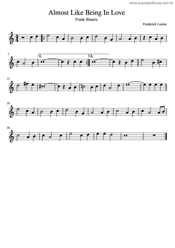 Partitura da música Almost Like Being In Love v.3