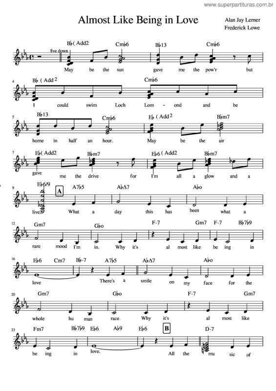 Partitura da música Almost Like Being In Love v.5