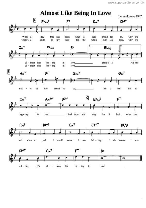 Partitura da música Almost Like Being In Love v.6