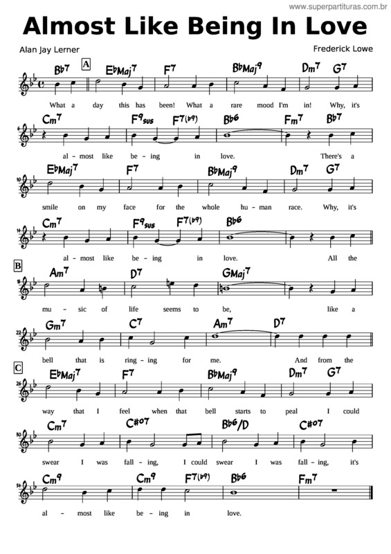 Partitura da música Almost Like Being In Love v.7