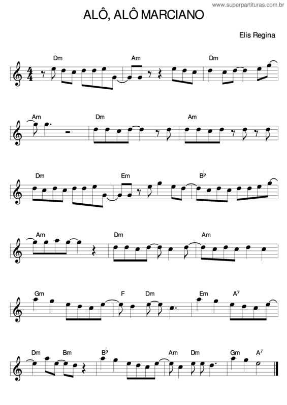 Partitura da música Alô, Alô, Marciano