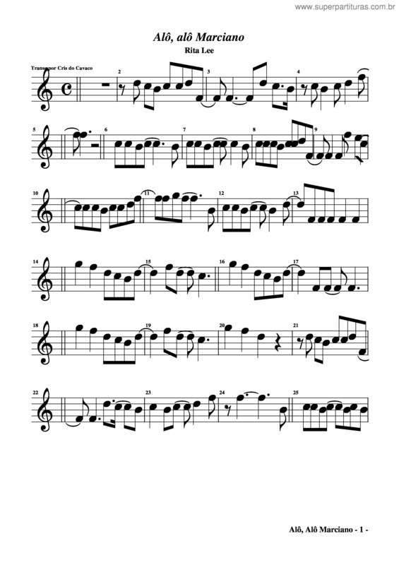 Partitura da música Alô, Alô Marciano v.2