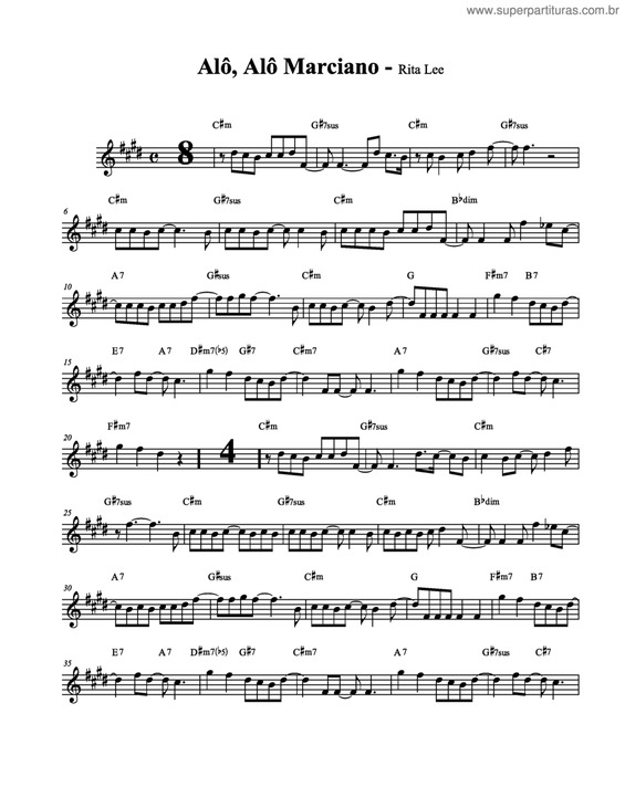 Partitura da música Alô, Alô Marciano