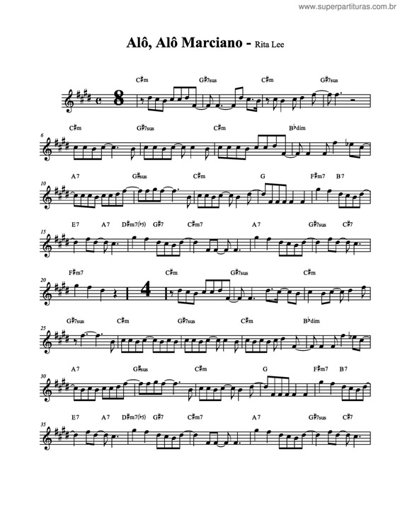 Partitura da música Alô, Alô Marciano