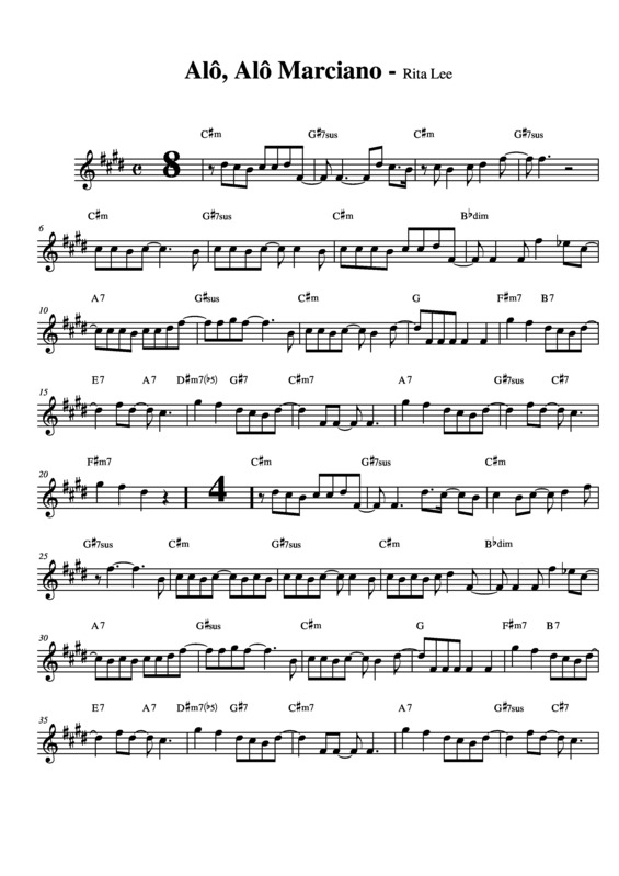 Partitura da música Alô Alô Marciano