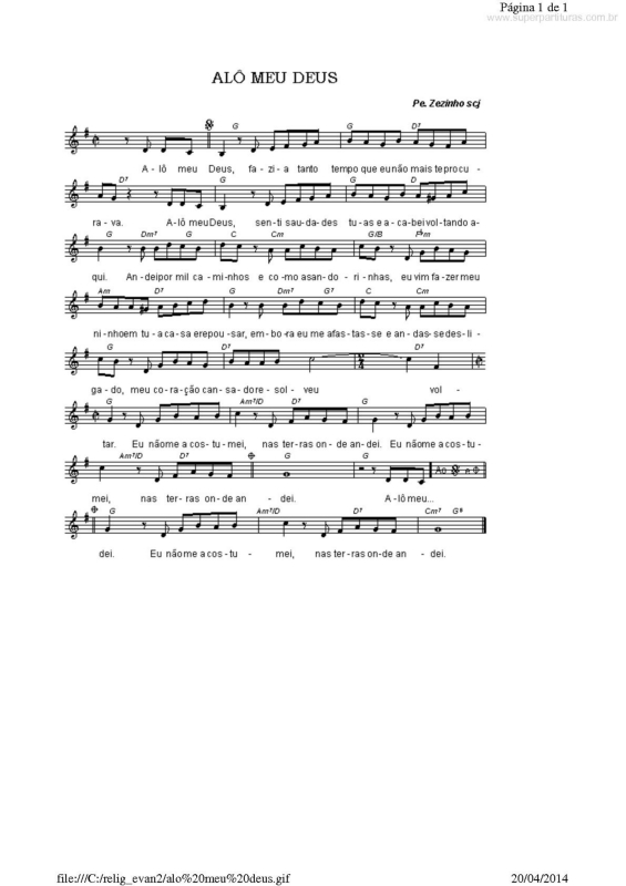 Partitura da música Alô meu Deus