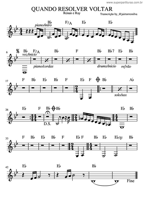 Partitura da música Alo Minha Vida v.2