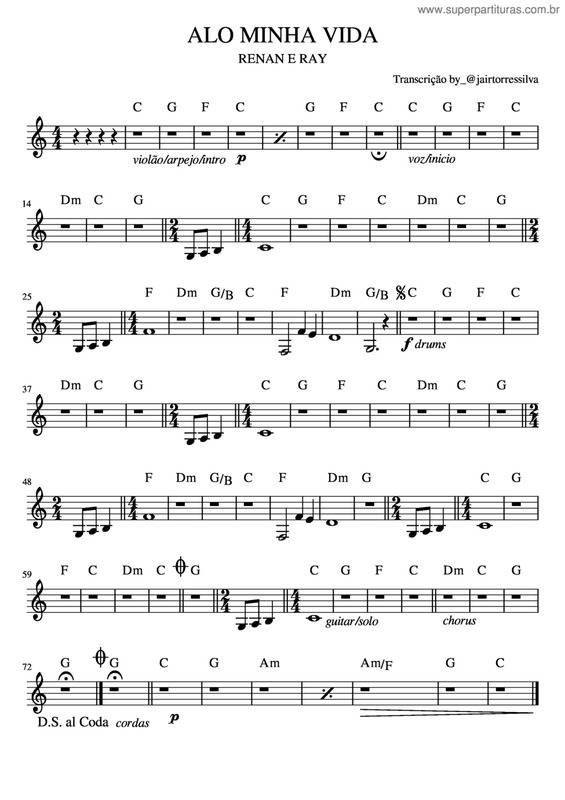 Partitura da música Alo Minha Vida