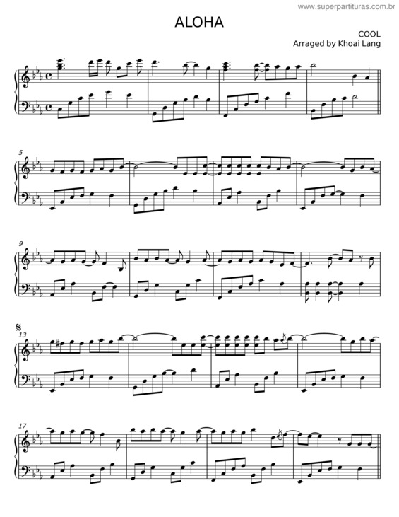 Partitura da música Aloha – Cool