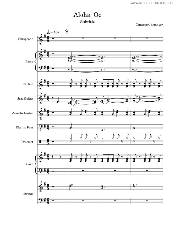 Partitura da música Aloha `Oe – Liliuokalani v.2