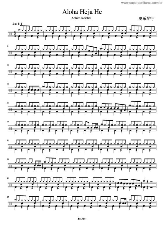 Partitura da música Aloha Heja He