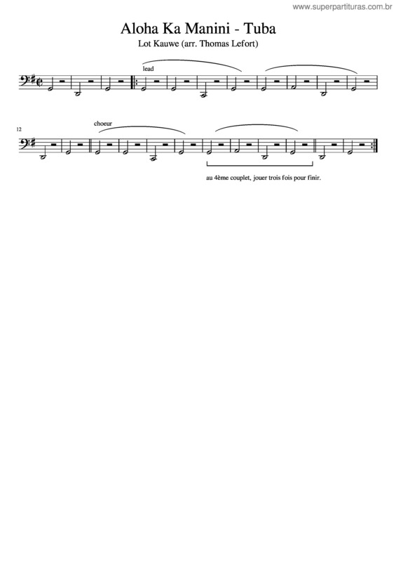 Partitura da música Aloha Ka Manini – Tuba