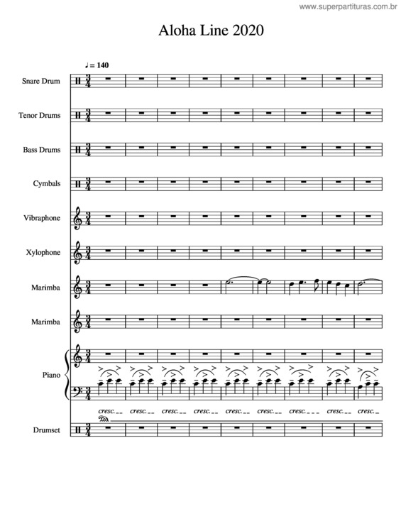 Partitura da música Aloha Line 2020