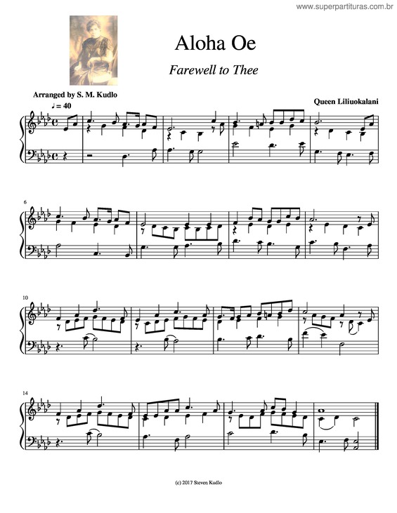Partitura da música Aloha Oe v.3