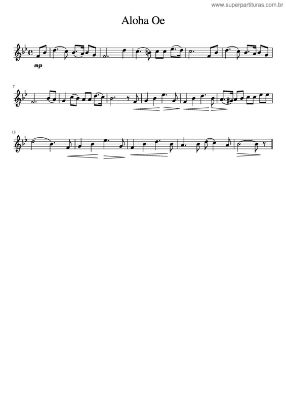 Partitura da música Aloha Oe v.5