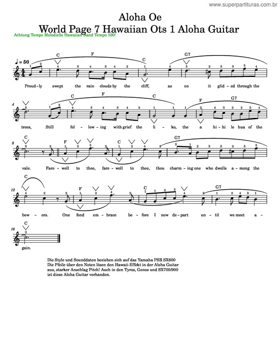 Partitura da música Aloha Oesolocdur100