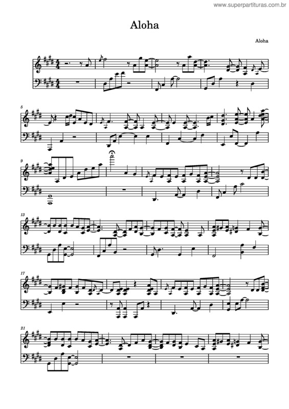 Partitura da música Aloha v.2