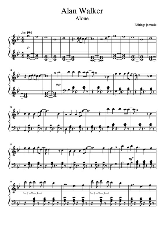 Partitura da música Alone v.7