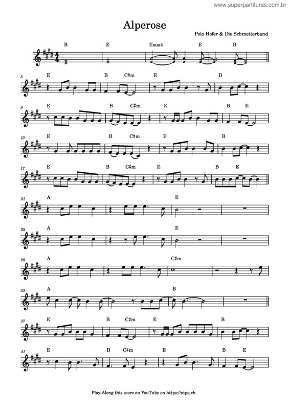Partitura da música Alperose – Polo Hofer & Die Schmetterband