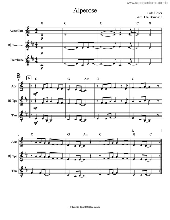 Partitura da música Alperose  Polo Hofer