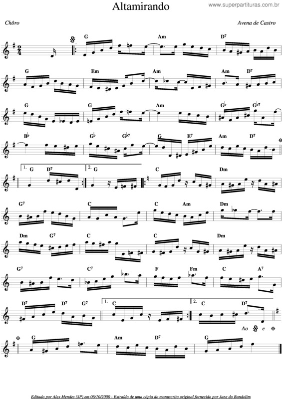 Partitura da música Altamirando