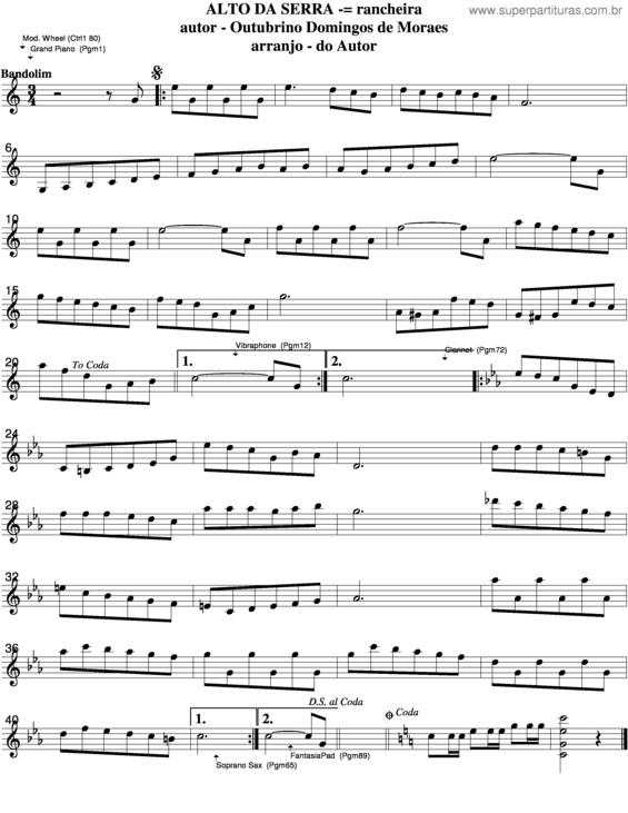 Partitura da música Alto Da Serra v.2