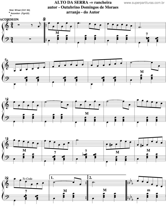 Partitura da música Alto Da Serra