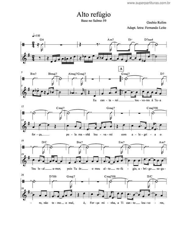 Partitura da música Alto Refúgio