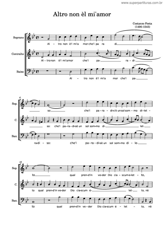 Partitura da música Altro Non È`L Mi`Amor – Costanzo Festa