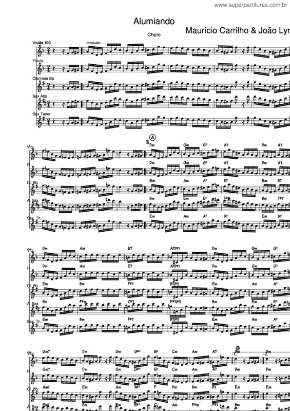 Partitura da música Alumiando