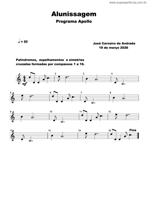 Partitura da música Alunissagem
