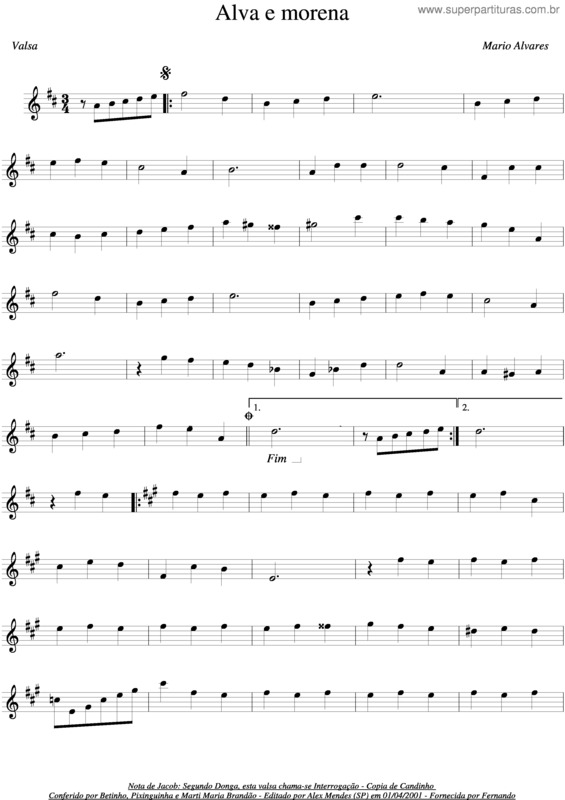 Partitura da música Alva É Morena