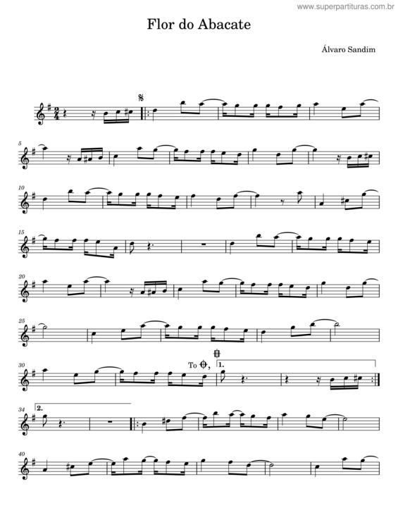 Partitura da música Álvaro Sandim – Flor Do Abacate. Arrangement For Violin And Classical Guitar – Álvaro Sandim v.2