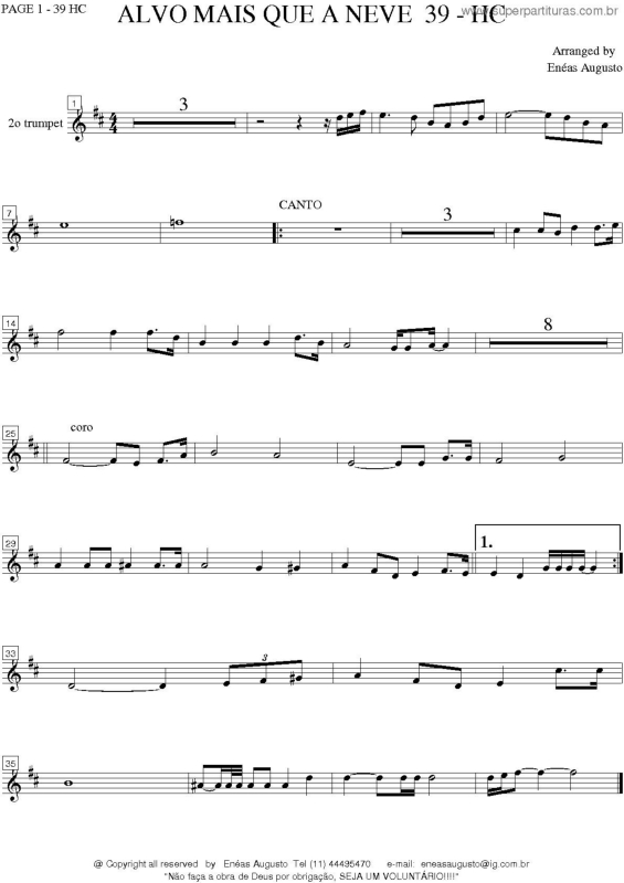 Partitura da música Alvo Mais Que A Neve - 39 HC v.16