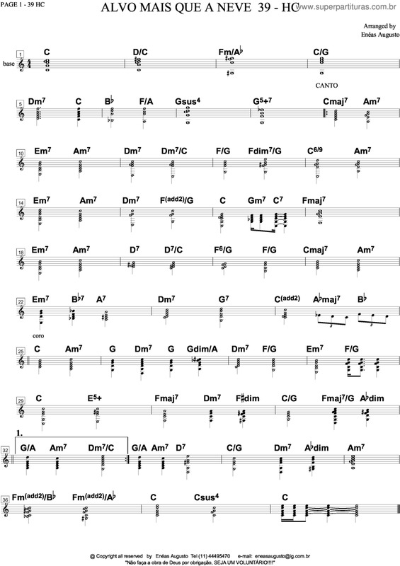 Partitura da música Alvo Mais Que A Neve - 39 HC v.2