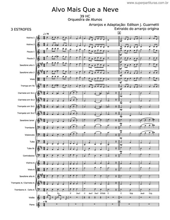 Partitura da música Alvo Mais Que A Neve – Hinário Adventista