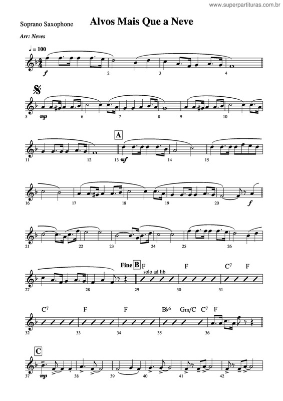 Partitura da música Alvo Mais Que A Neve v.12