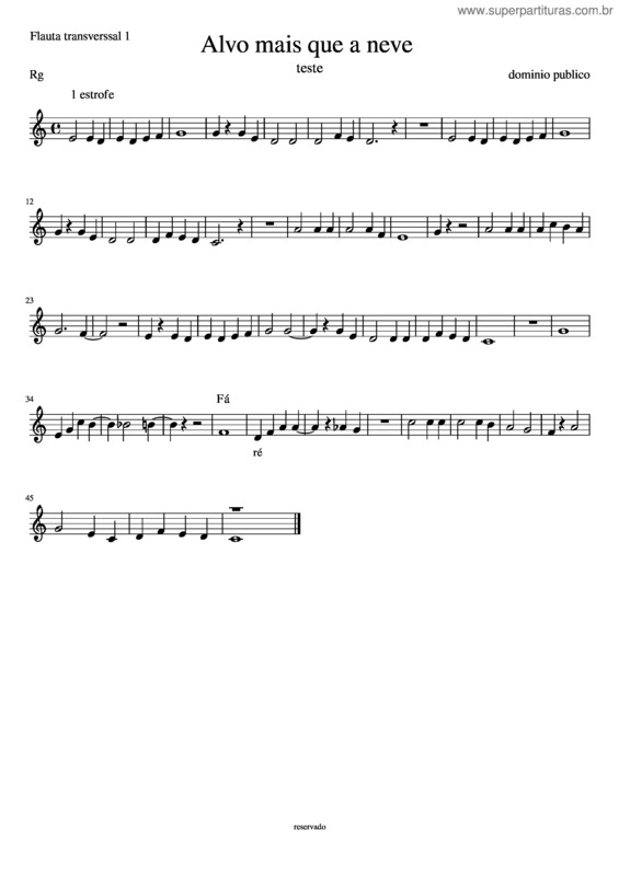 Partitura da música Alvo Mais Que A Neve v.17