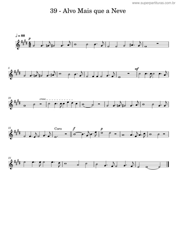 Partitura da música Alvo Mais Que A Neve v.20